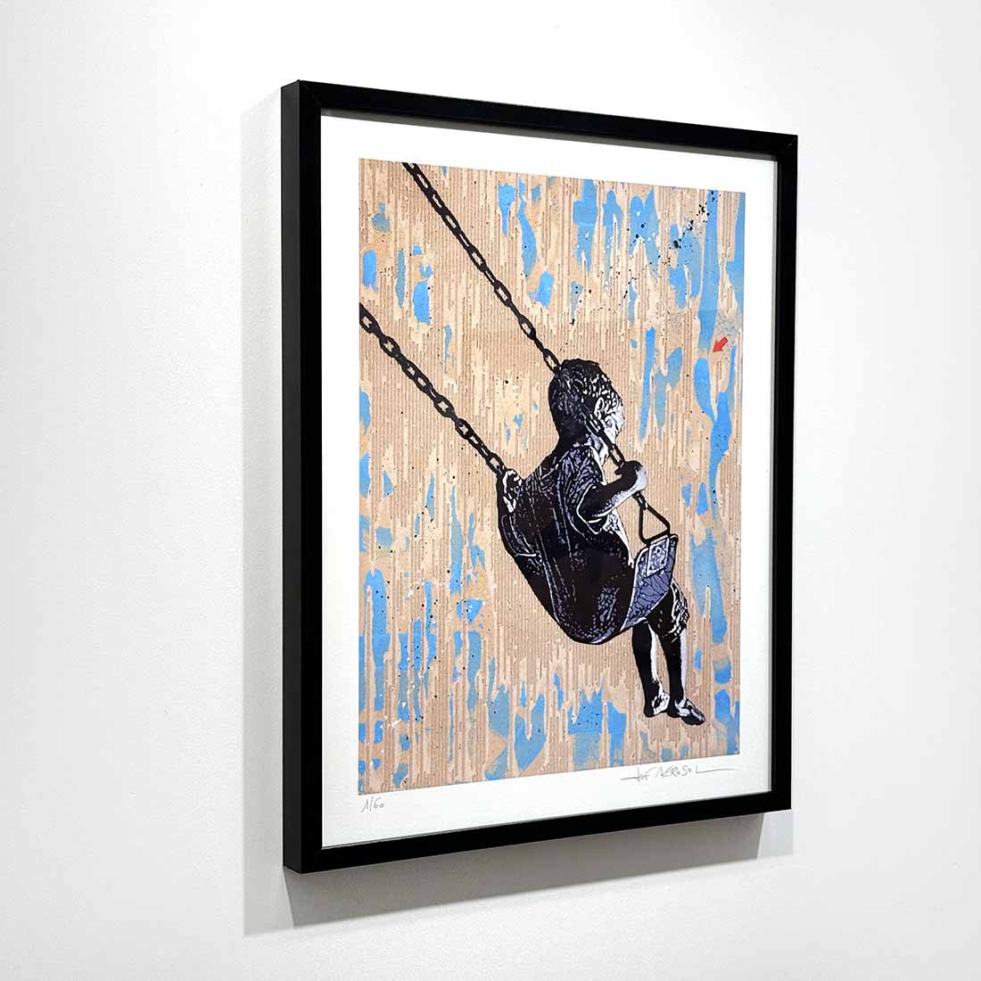 print sérigraphie de Jef Aérosol, représentant un enfant sur une balançoire