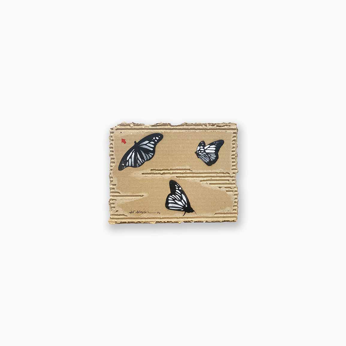 Vente d'une oeuvre de Jef Aérosol Papillons Pochoirs sur carton originale