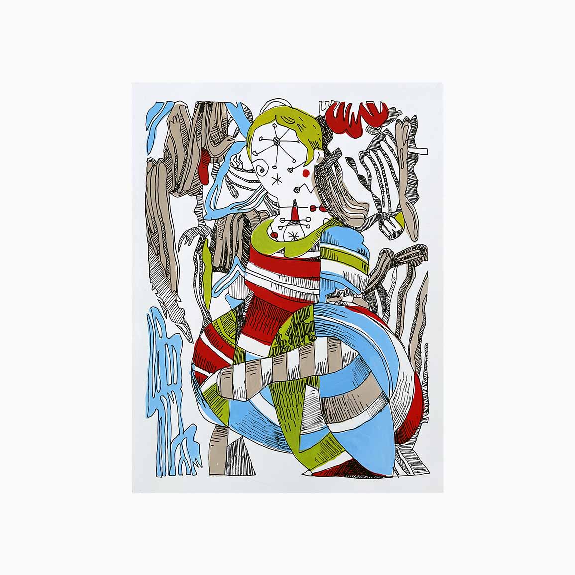 oeuvre d'art contemporain de Speedy Graphito représentant une femme. Peinture sur l'histoire de l'art