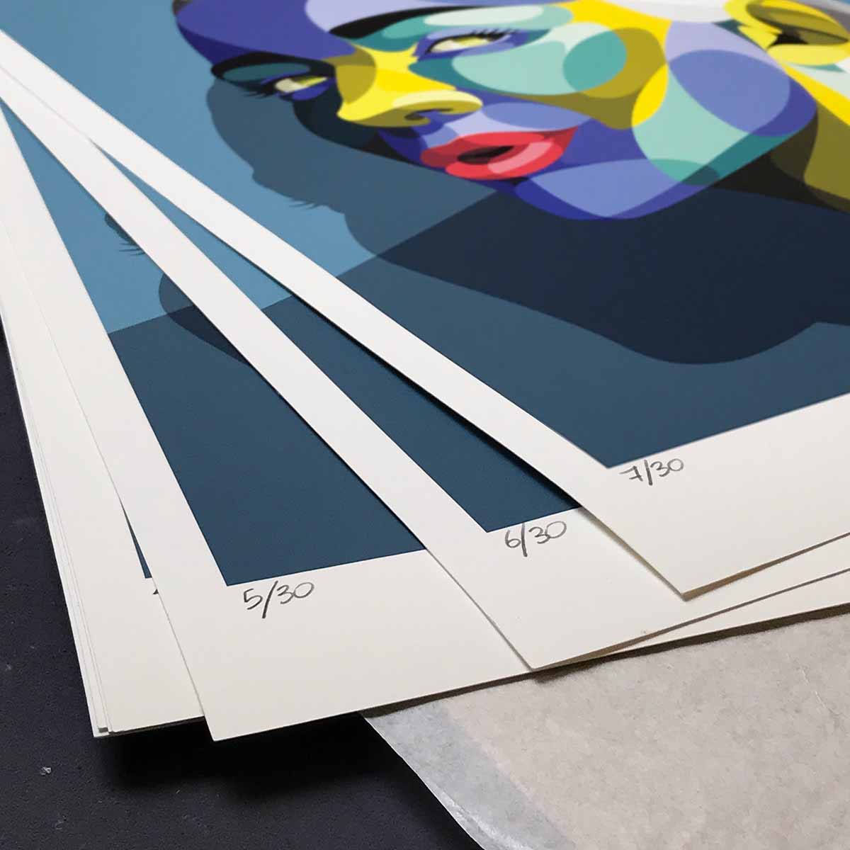 Détail de la numérotation du print de l'artiste Alber