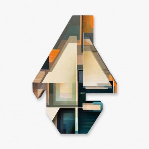 Oeuvre de l'artiste Olivier Swiz, peinture sur bois découpé. Art abstrait et street art