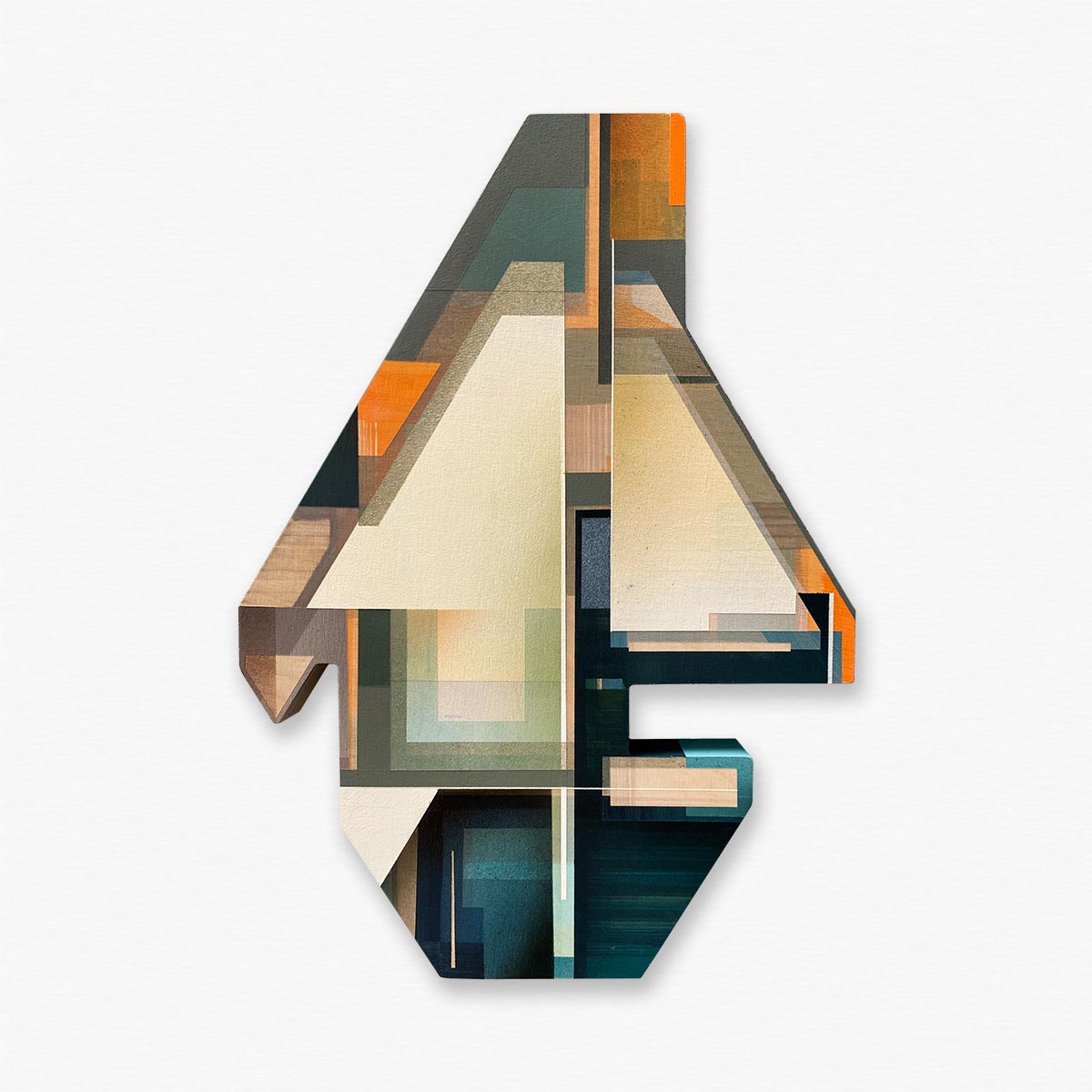 Oeuvre de l'artiste Olivier Swiz, peinture sur bois découpé. Art abstrait et street art