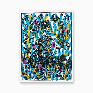 Peinture sur papier de l'artiste Speedy Graphito dans le style année 80 Lapinture