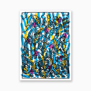 Tableau de Speedy Graphito à vendre. Peinture sur papier dans le style de l'artiste des années 80.