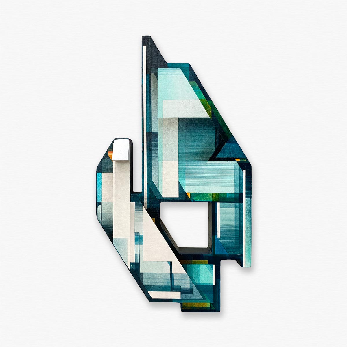 Oeuvre, peinture sur bois d'Olivier Swiz. Art contemporain abstrait. Géométrique, street art Paris