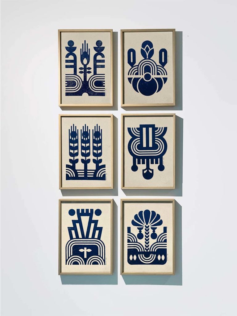 Edition limitée, oeuvre sur papier de koralie, minimaliste ideogramme